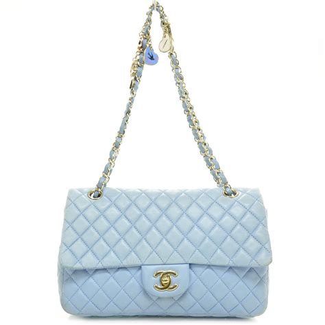 chanel baby blue purse|baby blue Chanel bag.